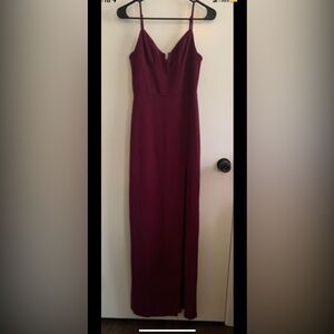 Maroon Floor-Length Dress with Slit